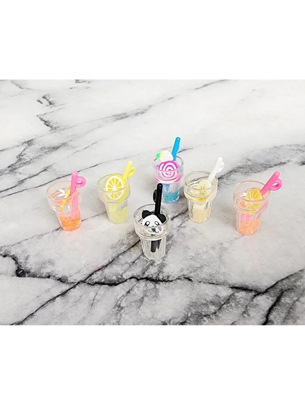 Miniature Dollhouse Fruit Drinks Assorted Loop Crazy Straws